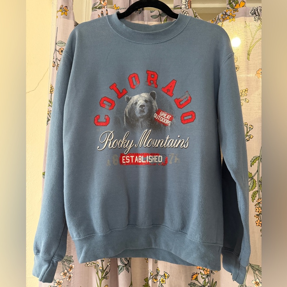 Y2K Blue Colorado Print Unisex Crewneck Sweater